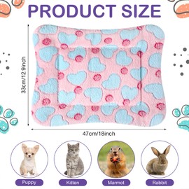 Haull 4 Pcs Waterproof Guinea Pig Bedding Winter Guinea Pig Plush Cage Liners Soft Dog Cat Bed Mat Reversible Cozy Animal Pee Pad Hamster Bed Mat Washable for Bunny (Heart,13 x 18.5 Inch)