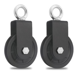 GothicBride 90 mm Pulley, Rope Pulley, Fitness Pulley, Pulley for Ropes, DIY, Gym, Fitness Equipment, Wire Rope Pulley, Load Capacity 160 kg (Black-2 Pieces)