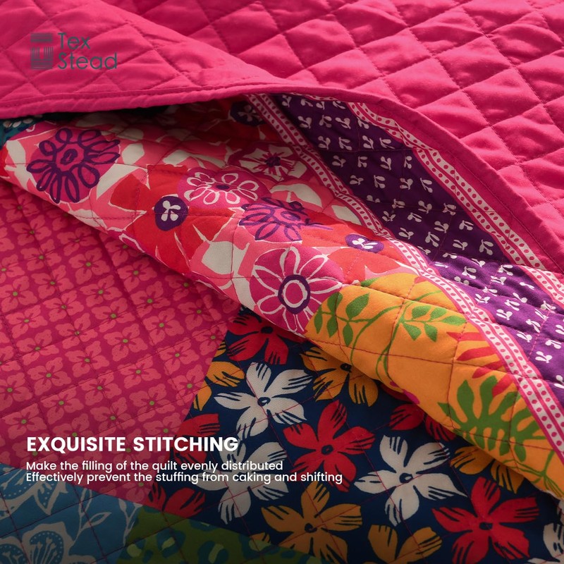 TEXSTEAD Twin Quilt Set for Bed - 100% Cotton Quilts