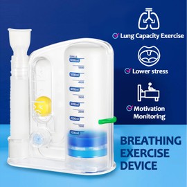Incentive Spirometer Adult, Lung Exerciser Device, Breathing Trainer - 6000ML Inhale Volume Measurement, Equipped with Ball Flow Rate Indicator & Scale Indicator