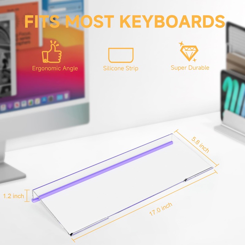 Rulyyo Ergonomic Computer Keyboard Stand - 17 Inch Clear Acrylic