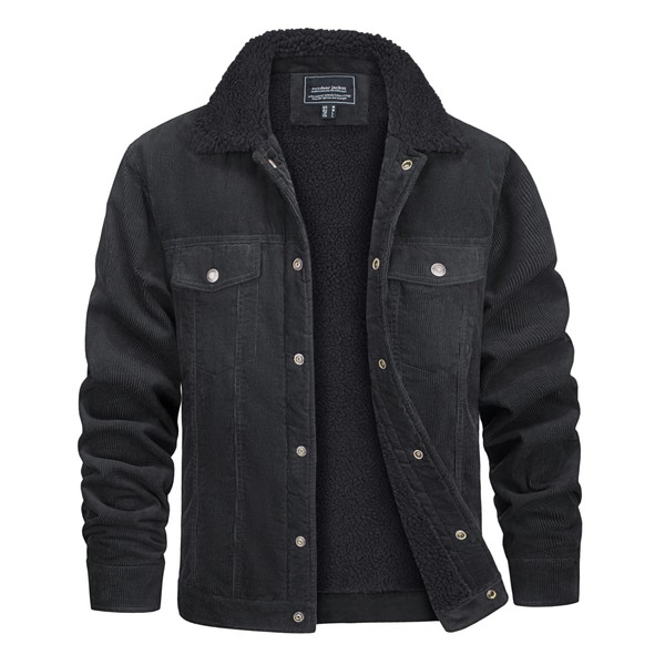CRYSULLY Corduroy Jackets for Men Fleece Lined Jacket Warm Winter