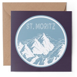 1 x Greeting Card - St Moritz Ski Switzerland Mountains Skiing - Blank Birthday Celebration Anniversary #59035
