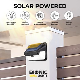 LED Solar Outdoor Lights 2 Pk Easy to Install Super Bright Solar Motion Sensor Light Outdoor, Solar Powered Outdoor Wall Lights Waterproof, Lumiere Solaire Exterieur, Motion Activated Security Lights