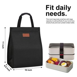 Lunch Bags for Women Insulated Reusable Lunch Tote with Internal Pocket, Lunch Tote bag for Work (Black