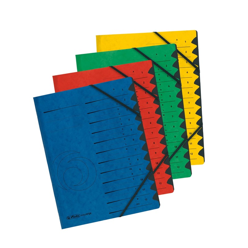 herlitz 10843340 Ordnungsmappe Quality 1-12, A4, gelb, 12 Fächer mit