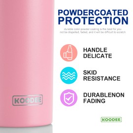 koodee 20 oz Stainless Steel Skinny Tumblers (2 Pack) Double Wall Insulated Water Tumbler Cup with Lid and Straw, Slim Travel Tumbler for Women/Men DIY Birthday Gift （Baby Blue-Pink）