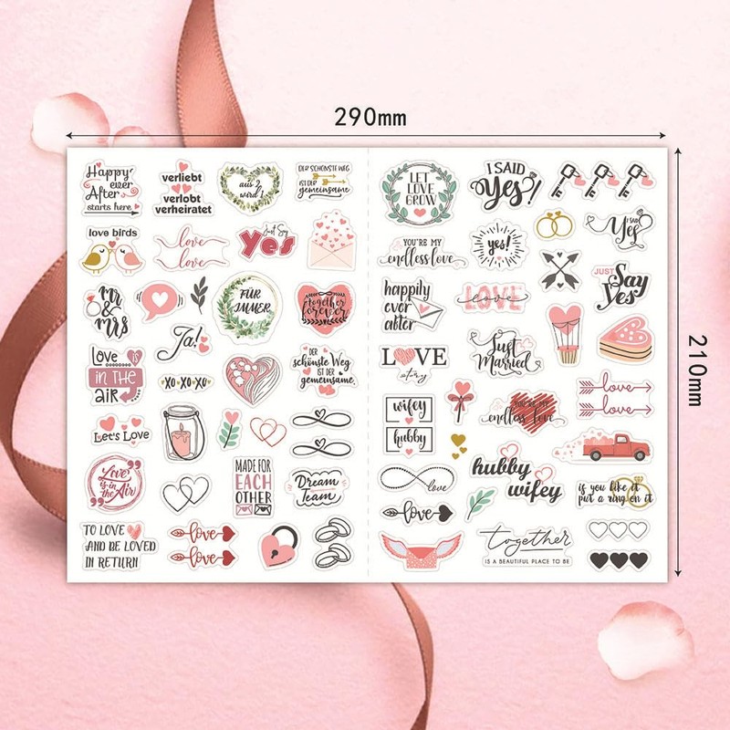 Levigo Wedding Scrapbook Stickers 5 Sheets Wedding Scrapbooking Supplies (PZ002)