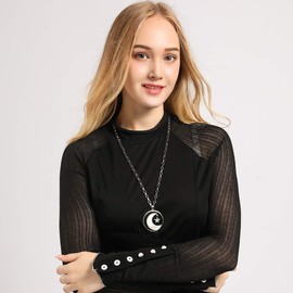 welbijoux Long Moon Star Shell Pendant Necklace for Women Sweater Layered Y Statement Bohemian Chain Mother Jewelry with Gifts Box