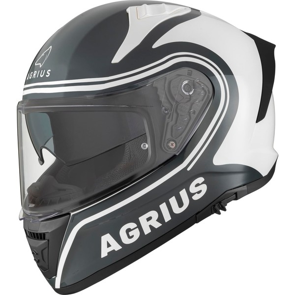 Agrius Storm Discharge Motorcycle Helmet L Gloss Grey White