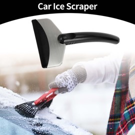 Partuto 1pc 18x11cm Universal Car Ice Scraper - SUV Snow Frost Remover for Car Truck RV Windscreen Side Window Anti Crash Portable - Stainless Steel Black Snow Shoveling Defrost Clearing