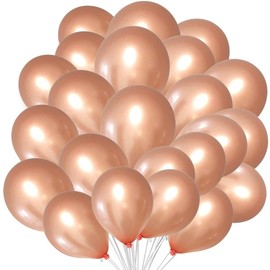 10 Inch Plain Rose-Gold Latex Balloons for Party, Birthday, Wedding, Engagement, Baby Shower Decoration - Pack of 25
