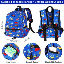 Accmor Toddler Backpack Harness Leash, Mini Baby Walking Backpacks with Anti Lost Wrist Link, Cute Truck Kids Back Pack Harnesses Leashes Tether for 1-3 Yeas Boys Outdoor Travel