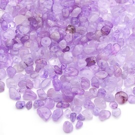 DQJRJT 400pcs Natural Chip Stone Beads 5-8mm Lavender Amethyst Healing Crystals, Irregular Gemstones with Hole Drilled, Loose Rocks Beads for DIY Jewelry Making, Bracelets, Necklaces, Earrings & Art Crafts