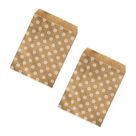 50 Pieces 5" x 7" Kraft Paper Bags Kraft Paper Treat Bags Flat Kraft Paper Snack Bags Kraft Paper Candy Bags for Bakery Chips Treats Cookies Candies Snacks, Brown with White Dot