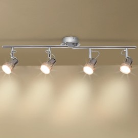 Depuley Modern 6-Light Led Track Lighting Fixtures, Directional Kitchen Ceiling Spotlight, Flush Mount Foldable Track Light Kit for Living Room Dining Room Office, Rotatable Heads, Swing Arms