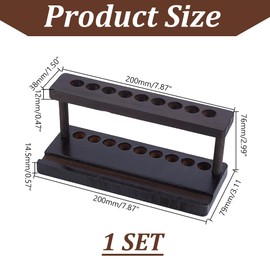 HOBBIESAY 9-Hole Wooden Pencil Pen Holder 20cm Rubber Wood Pen Display Stand Wood Desk Pen Organizer Fountain Pen Holder Brown Cell Phone Holders for School Office Home Desk Organization