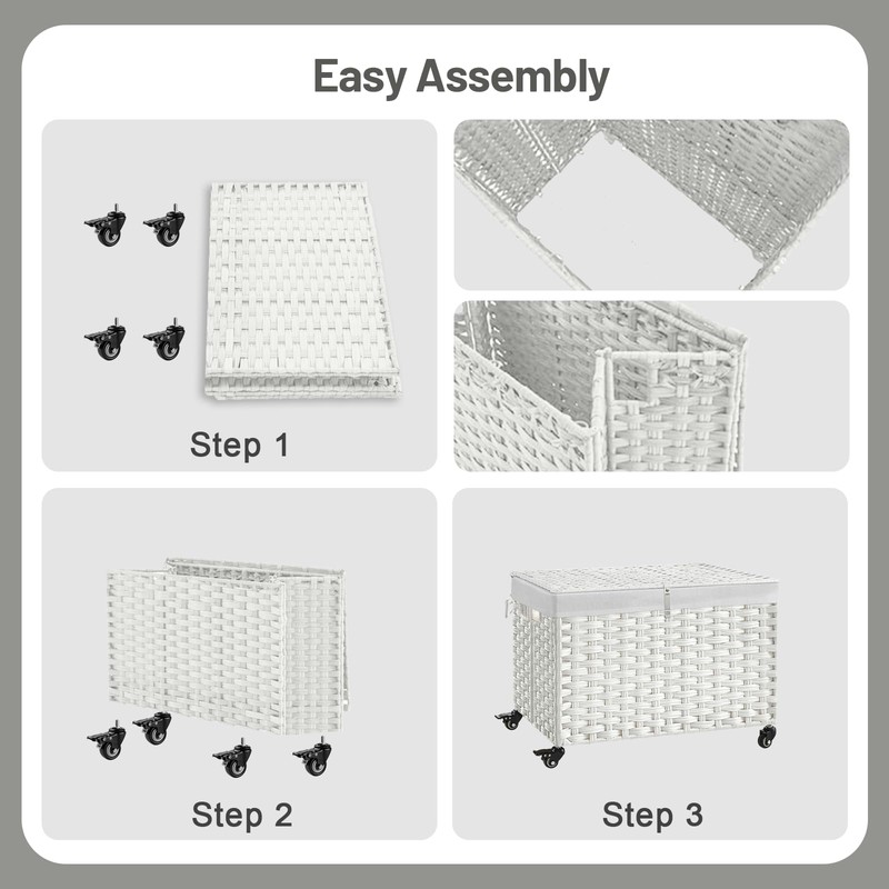 Rolling Storage Basket with Lid, 47.6 Gallon (180L) Storage Bin