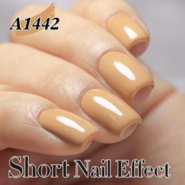 Double Rhythm 15ML Gel Polish Jelly Sheer Pastel Light Milky Color 1 PC 0.53 OZ Bottle UV Nail Polish Art Salon at Home for Women (Deep Beige-B-A1442)