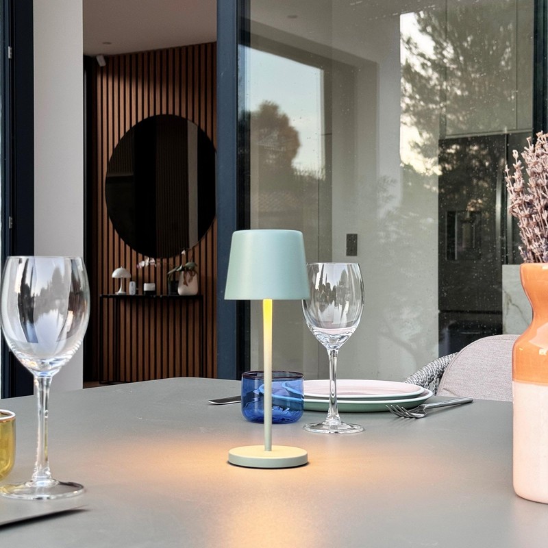 Mini-Tischleuchte, kabellos, Aluminium, Grün, LED, Mini, Olive, weiß, dimmbar, Höhe