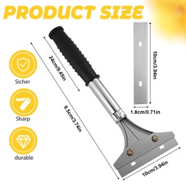 JIYIN Wallpaper Remover Set, Wallpaper Remover with 10 Blades, Wallpaper Scraper with Rubber Handle, Floor Scraper, Window Scraper for Removal, Colour Tape, Stickers