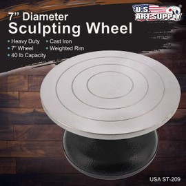 US Art Supply® 7” Diameter Sculpting Wheel- Heavy Duty All Metal Construction & Turntable with Ball Bearings