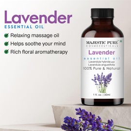 Majestic Pure Lavender Essential Oil - 100% Pure Lavender Oil for Aromatherapy, Massage & Topical Uses, Perfect for Diffuser & Essential Oil Diffuser - 1 fl. oz