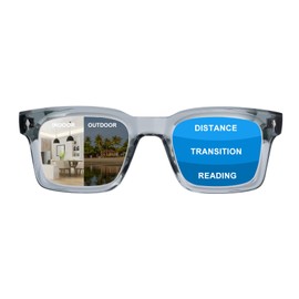 OuShiun Photochromic Progressive Multifocal Reading Glasses for Men Women Transition Multifocus Readers No Line Computer Eyeglasses（Grey +1.0