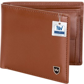 Kronenschein® Wallet Made of Nappa Leather, RFID Protection Premium Men’s Leather, Cognac