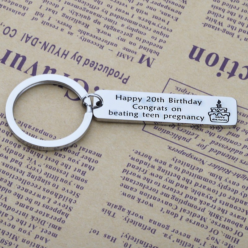 BEKECH 20th Birthday Gifts Birthday Keychain Happy 20th Birthday Congrats