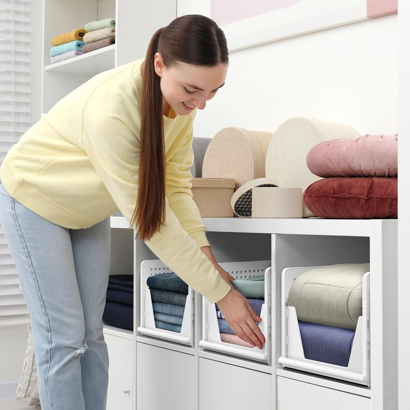 Sorbus 3 Pack Folding Closet Shelf Organizer for Clothes -