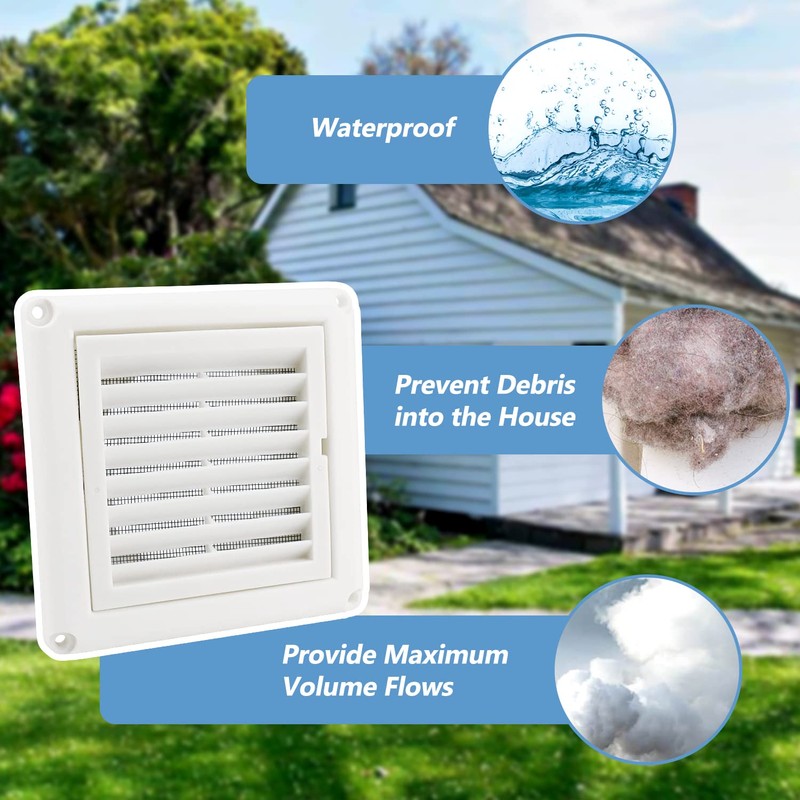 Cenipar 4" Louvered Vent Cover Dryer Exhaust Air Vent Cover
