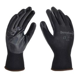 TAC Guantes Nylon Negro Con Palma Nitrilo Negro Sólid  1 Par