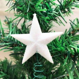 MMvolesy 1Pc White Mini Star Tree Topper Five-Pointed Star Christmas Tree Pendant for DIY Christmas Tree Decoration 1-1/8 * 2-1/4 Inch