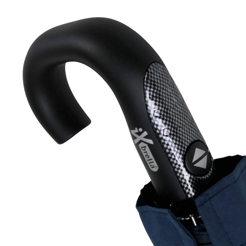 iX-brella Men's Pocket Umbrella Open-Close Automatic Round Hook Handle, Carbon