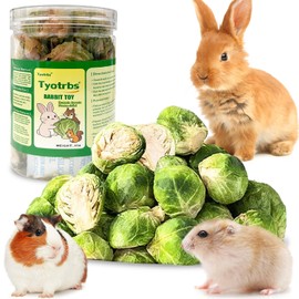 Rabbit Chew Treats, Bunny Toy for Rabbit Boredom and Teeth Health,Freeze Dried Brussels Sprouts Rabbit and Hamster Chew Treats Resealable Jar for Bunny Guinea Pigs Groundhogs Natural Fiber Vitamin