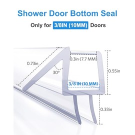 Delamu Shower Door Bottom Seal, 3Pack Shower Door Sweep Strip, 39in Frameless Glass Doors Seal Strip for 3/8'' (10mm) Thick Doors, 39'' x 0.39'' Showers Water Guard Barrier