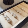 ERLOSYA Faux Pearl Stud Earrings 2 Pairs, Sterling Silver Hypoallergenic