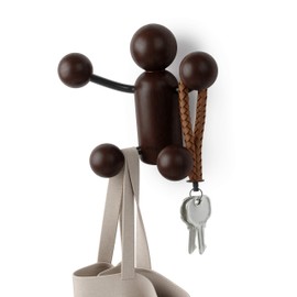 Umbra Woody Hooks, Decorative Wall Coat Rack with 4 Hooks for Entrance, Bedroom and Office