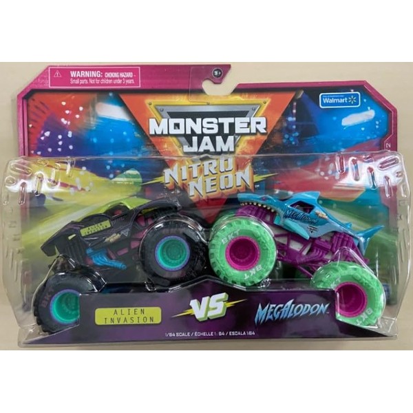Monster Jam Nitro Neon Alien Invasion vs Megalodon (1:64 Scale