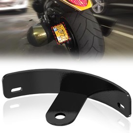 Rear Side License Plate Bracket, Side Mount License Plate Curved for Harley Davidson 1993-Up for Sportster 48 72, Iron 883 1200, Nightster & Roadster, 1/2" Shock Mount, Black