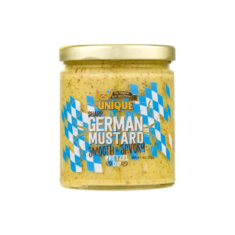Unique Snacks Sharp German Mustard Dip, Whole Grain Mustard Seeds,
