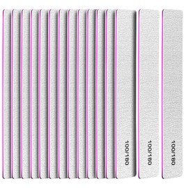 FANDAMEI Double Sided Nail Files, 15pcs Nail Styling Tools - 100/180 Grit Emery Boards for Home & Salon Use