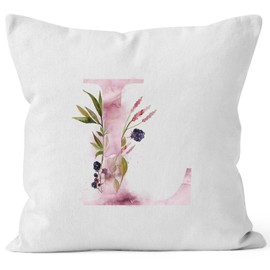 Autiga Letter Cushion Cover Letter Cushion Letter Alphabet Monogram Initial Letters Watercolor Drawn Cushion Cover, 40cm x 40cm