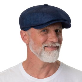 Stetson Hatteras Classic Linen Flat Cap Women/Men (55-62 cm) - Made in the EU - Made in the EU - Made of 100% Linen - Lined with Cotton - Temperature and Moisture Regulating - Summer/Winter, lightblue