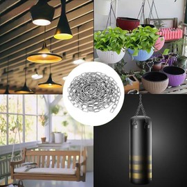 6 pieces M2 stainless steel chain, 6 m chain links, stainless steel 304 chain, steel chain, 2 mm link chain, extension chain for connecting and hanging