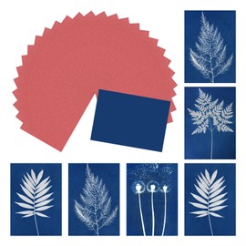 MECCANIXITY Cyanotype Paper, 32 Sheet High Sensitive Sun Print Paper Kit Red Crafts for Adults DIY Project Art, 8.3x5.8 Inch (A5)