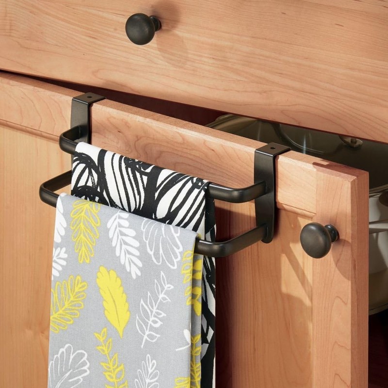 InterDesign Axis Over The Cabinet Towel Bar, Double 9-Inch, Bronze