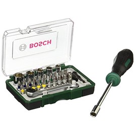 Bosch Bit- and Ratschenset 28tlg. with Bithalter-Schraubendreher 2607017331