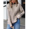 Famulily Womens Sweater Cable Knit Drop Shoulder Contrast Strip Sweater
